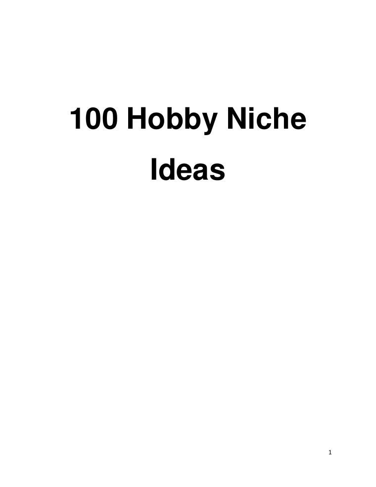 100 Hobby Niche Ideas document preview