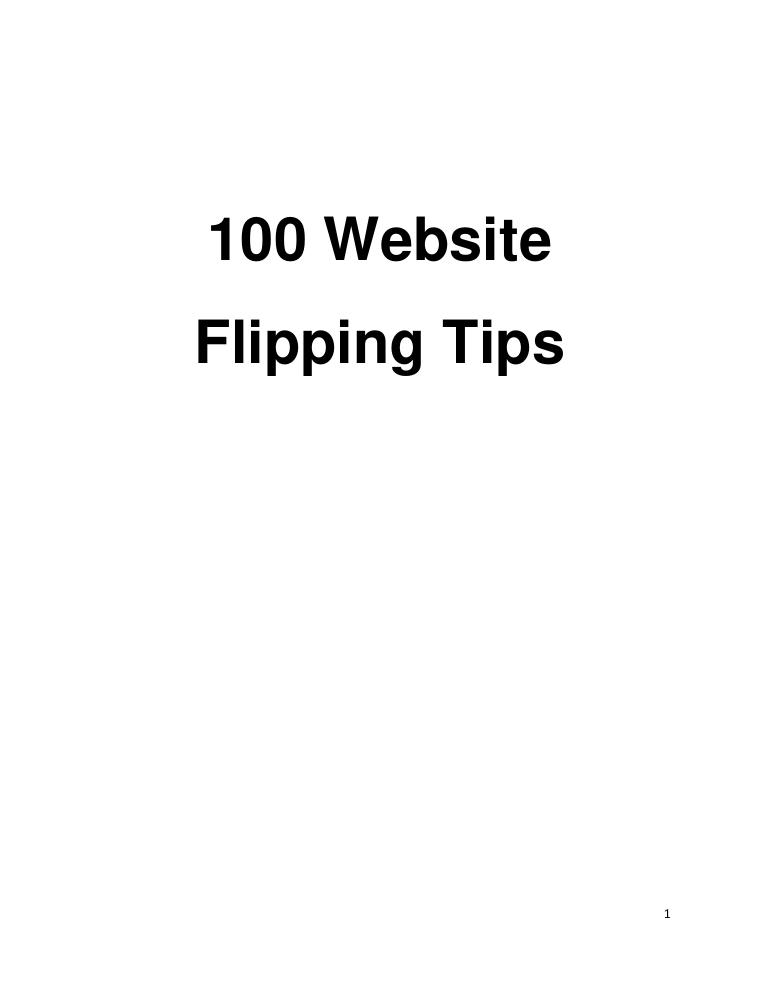 100 Website Flipping Tips document preview